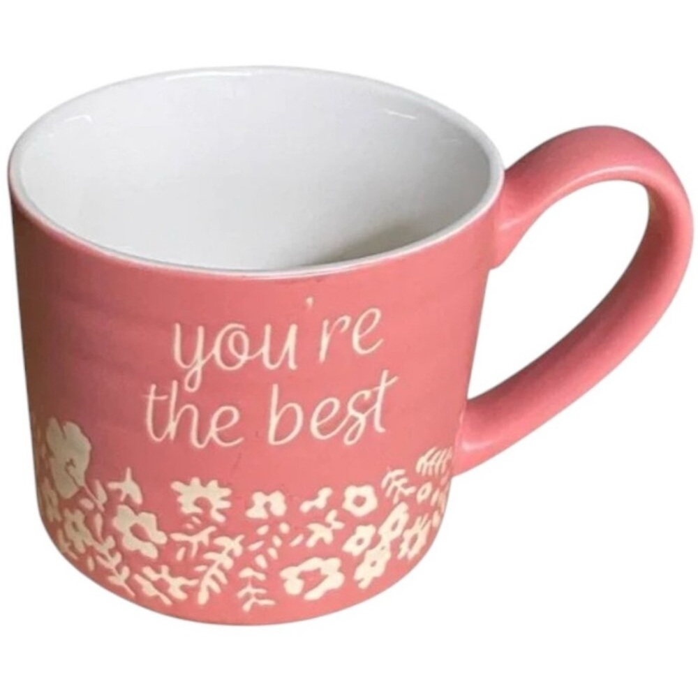 THRESHOLD mug ceramic pink You’re the Best floral engraved opalhouse coffee